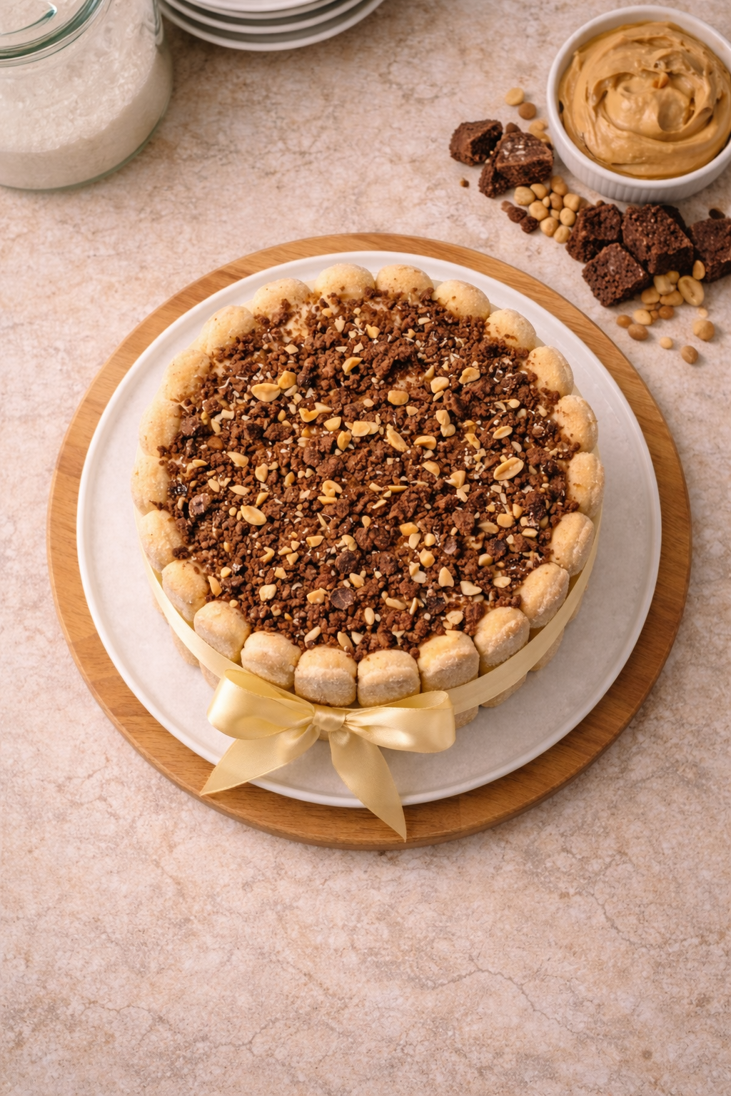 Peanut Butter-Brownie Tiramisù Cake