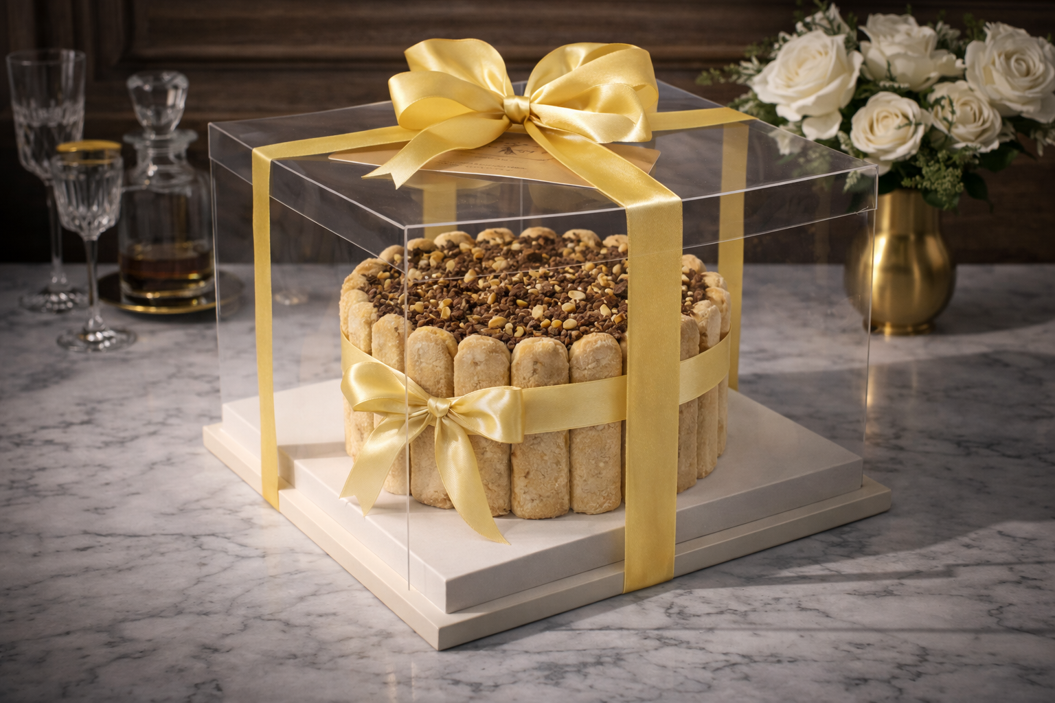 Peanut Brownie Tiramisù Cake