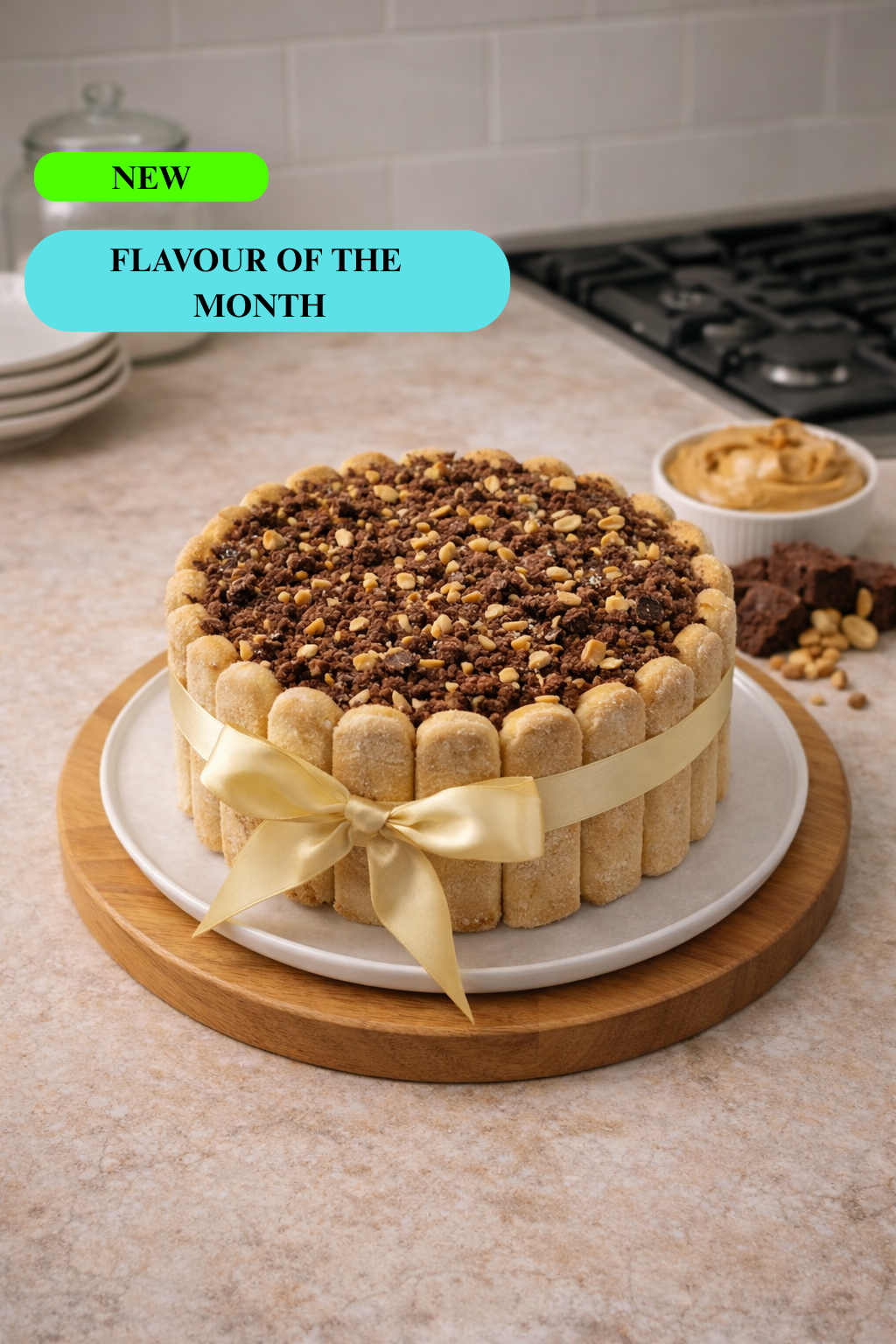 Peanut Butter-Brownie Tiramisù Cake